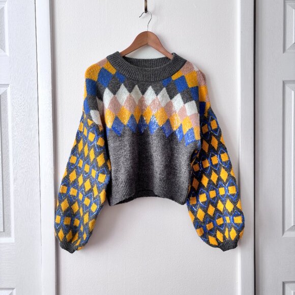 Zara Glittery Diamond Argyle Sweater - Picture 8 of 12